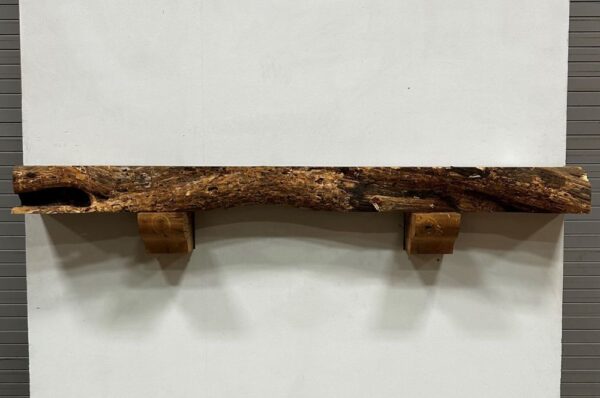 Live Edge Mesquite Wood Fireplace Mantel - Front MEM-016