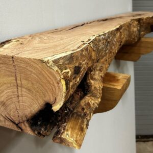 Live Edge Mesquite Wood Fireplace Mantel - Side MEM-016