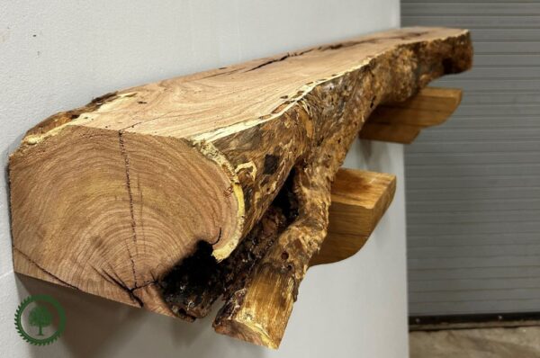 Live Edge Mesquite Wood Fireplace Mantel - Side MEM-016