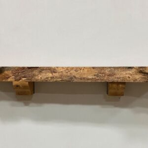 Live Edge Pecan Wood Fireplace Mantel - Front PEM-074