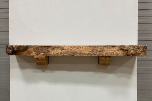 Live Edge Pecan Wood Fireplace Mantel - Front PEM-074