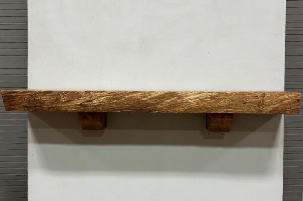 Live Edge Pecan Wood Fireplace Mantel - Front PEM-076