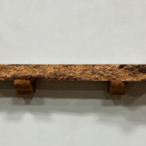 Live Edge Pecan Wood Fireplace Mantel - Front PEM-077