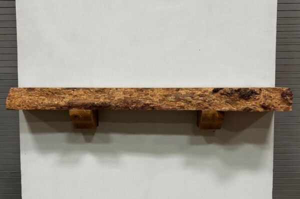 Live Edge Pecan Wood Fireplace Mantel - Front PEM-077