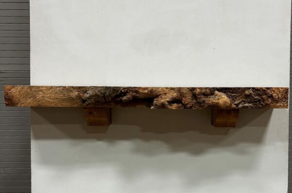 Live Edge Pecan Wood Fireplace Mantel - Front PEM-086