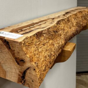 Live Edge Pecan Wood Fireplace Mantel - Side PEM-077