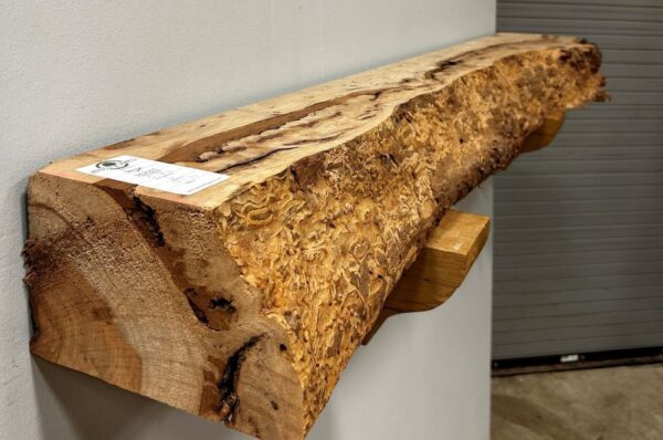 Live Edge Pecan Wood Fireplace Mantel - Side PEM-077