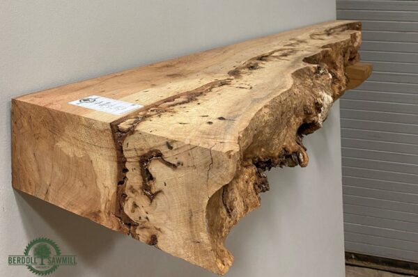 Live Edge Pecan Wood Fireplace Mantel - Side PEM-081
