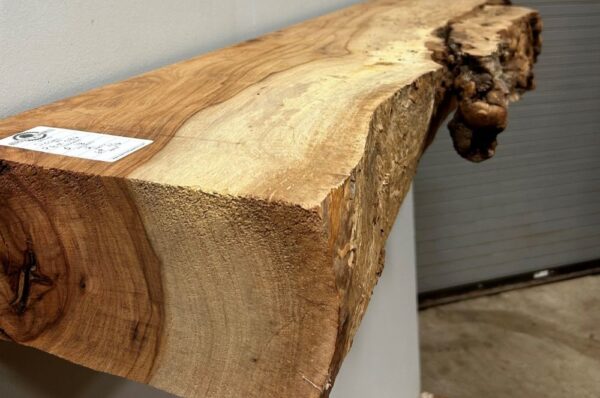 Live Edge Pecan Wood Fireplace Mantel - Side PEM-086