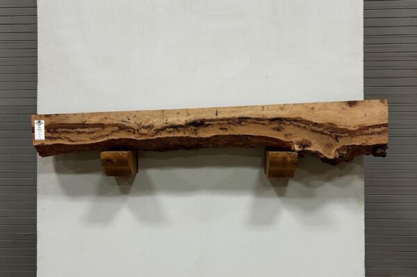 Live Edge Pecan Wood Fireplace Mantel - Top PEM-077