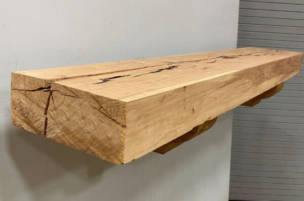 Milled Edge Pecan Wood Fireplace Mantel - Side PEM-052