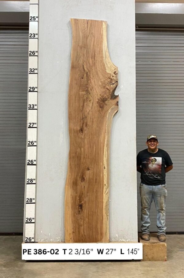 Live Edge Pecan Wood Slab - Front PE-386-02