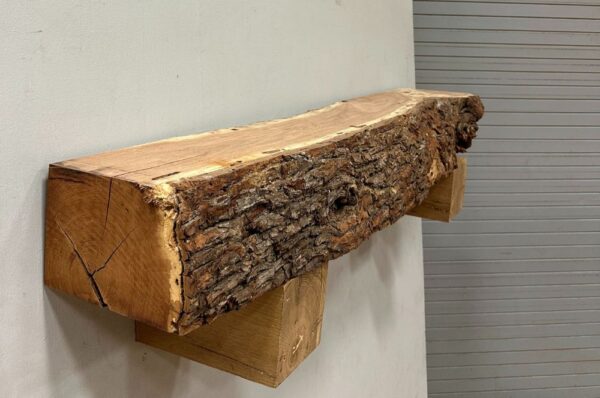 Live Edge Mesquite Wood Fireplace Mantel - Side MEM019