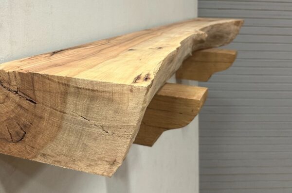 Live Edge Pecan Wood Fireplace Mantel - Side PEM200