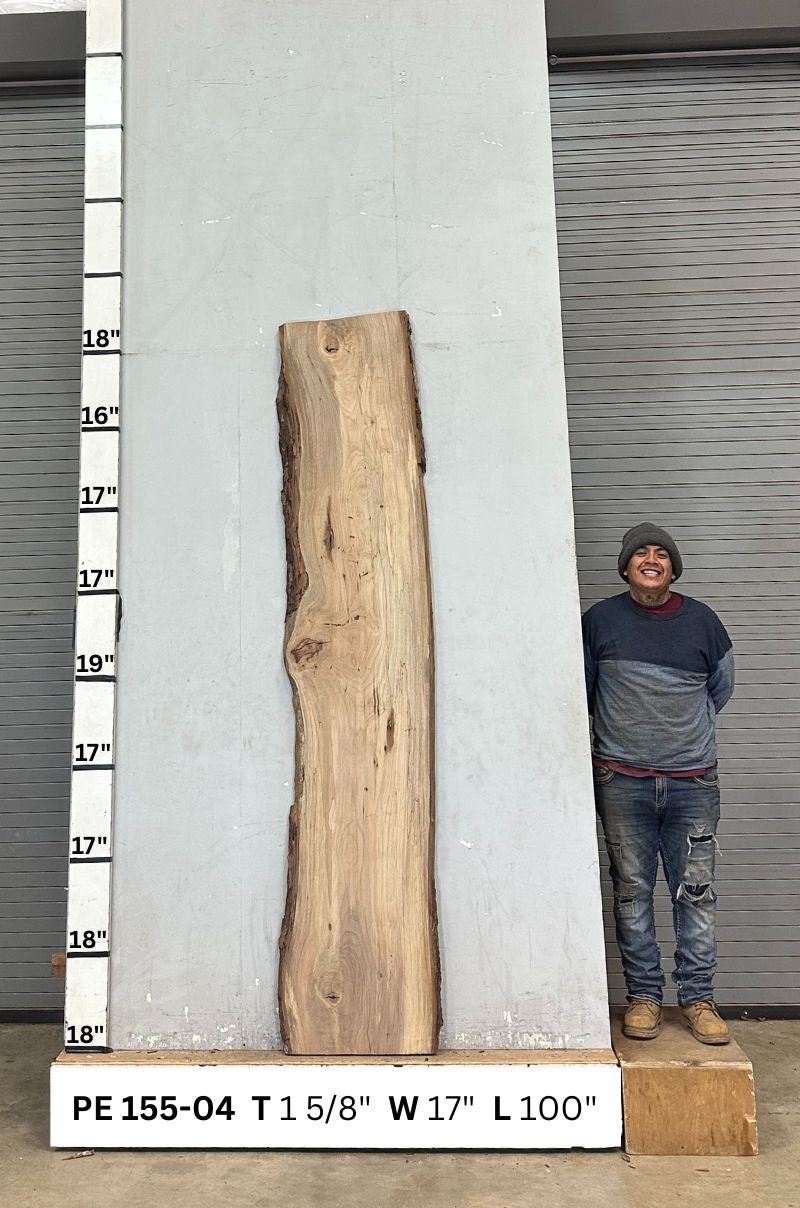 Live Edge Pecan Wood Slab - Back PE155-04