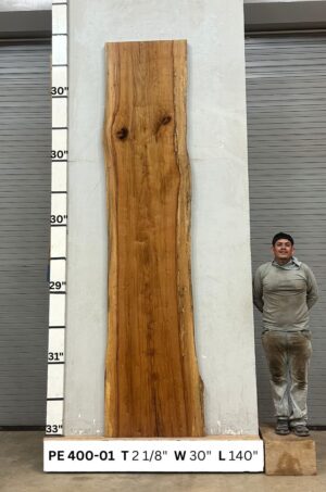 Live Edge Finished Pecan Wood Slab - Front PE-400-01