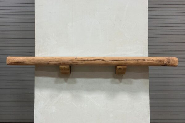 Live Edge Pecan Wood Fireplace Mantel - Front PEM-019