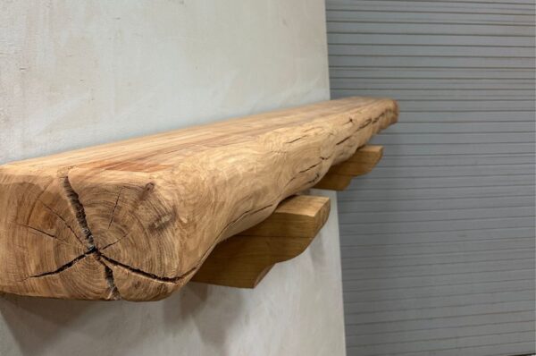 Live Edge Pecan Wood Fireplace Mantel - Side PEM-019