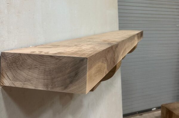 Milled Edge Walnut Wood Fireplace Mantel - Side WAM-005