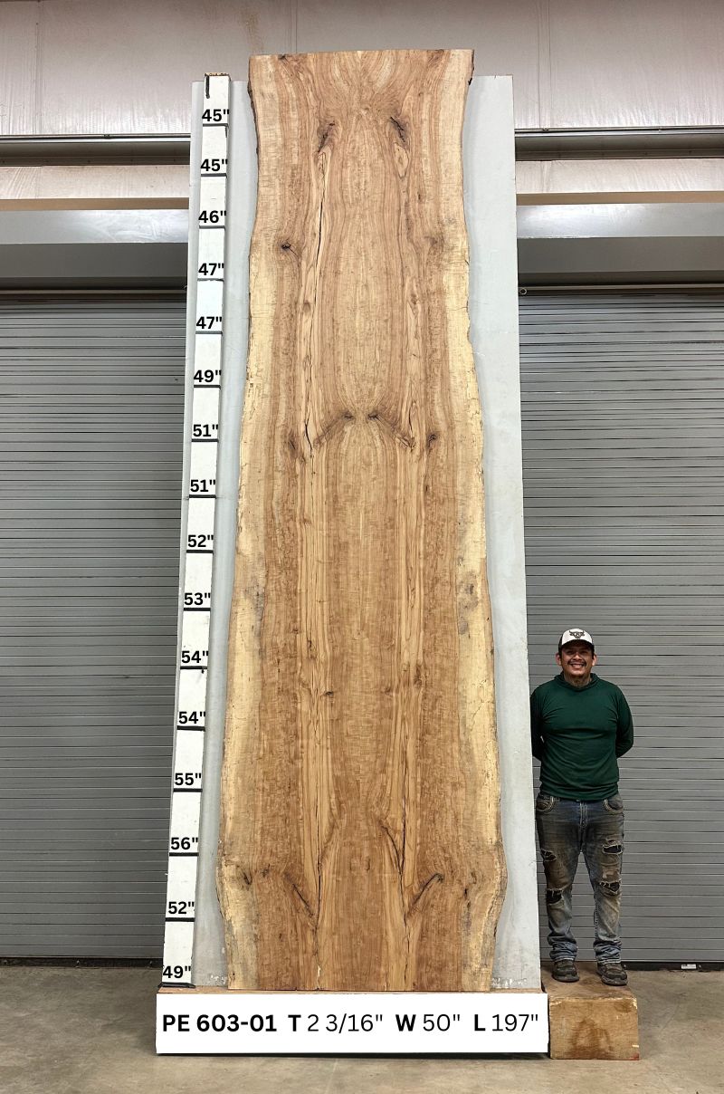 Live Edge Pecan Wood Slab Glue Up - Front PE-603-01
