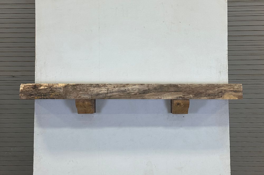 Live Edge Pecan Wood Fireplace Mantel - Front PEM-227