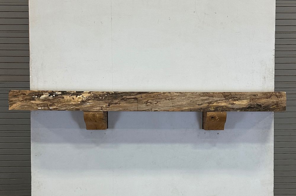 Live Edge Pecan Wood Fireplace Mantel - Front PEM-231