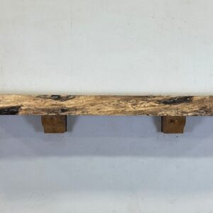 Live Edge Pecan Wood Fireplace Mantel - Front PEM-235