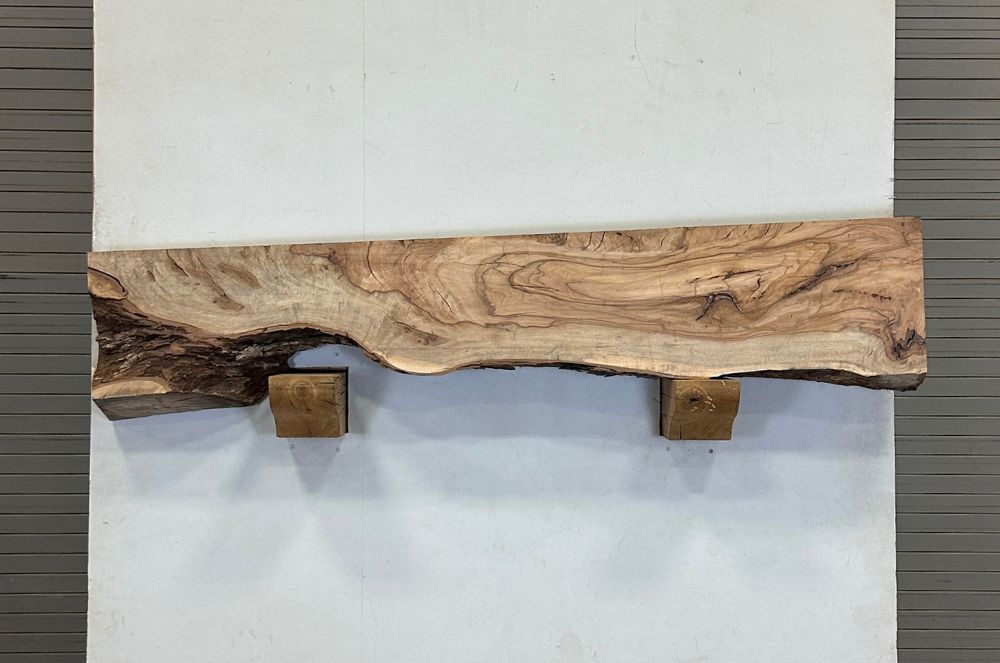 Live Edge Pecan Wood Fireplace Mantel - Top PEM-233
