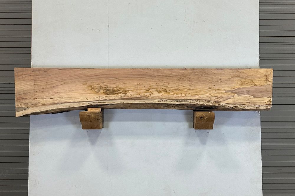 Live Edge Pecan Wood Fireplace Mantel - Top PEM-235