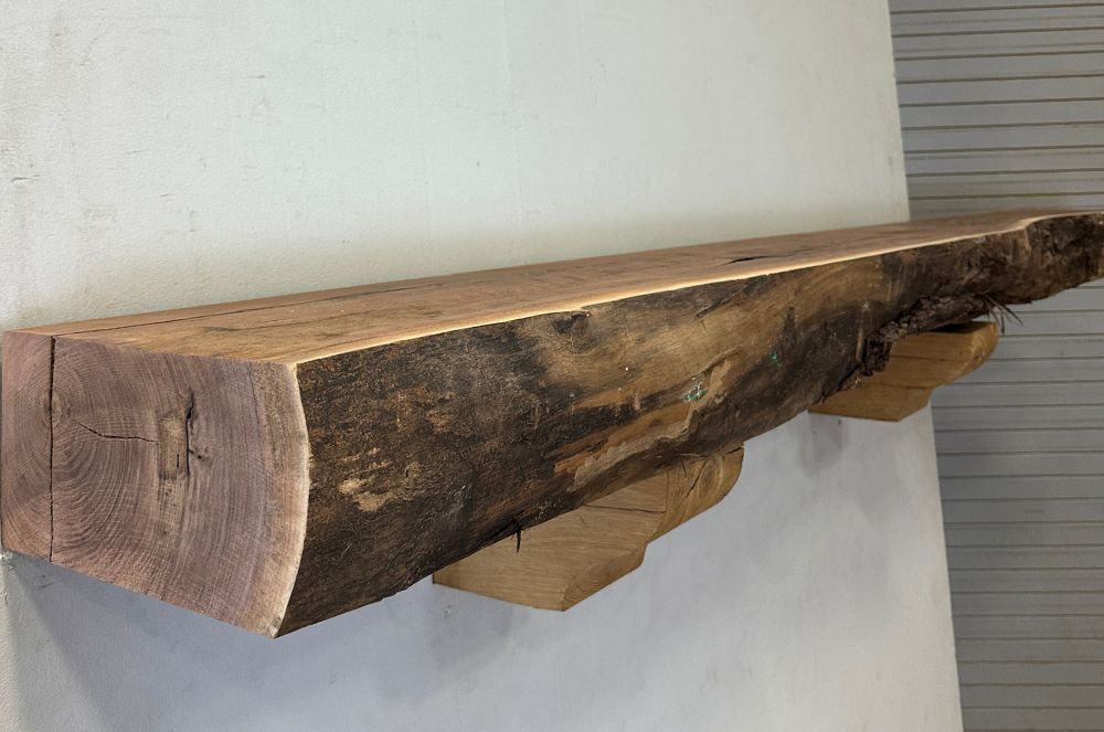 Live Edge Walnut Wood Fireplace Mantel - Side WAM-007