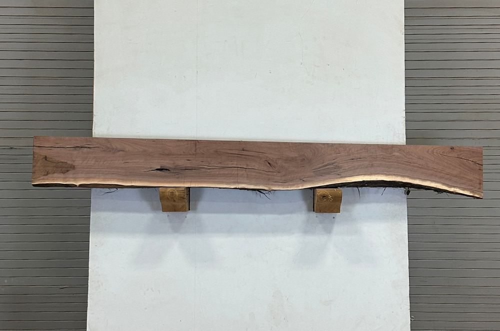 Live Edge Walnut Wood Fireplace Mantel - Top WAM-007