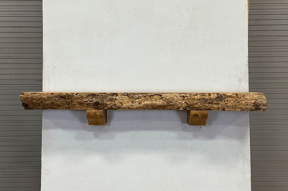 Live Edge Mesquite Fireplace Mantel - Front MEM-028