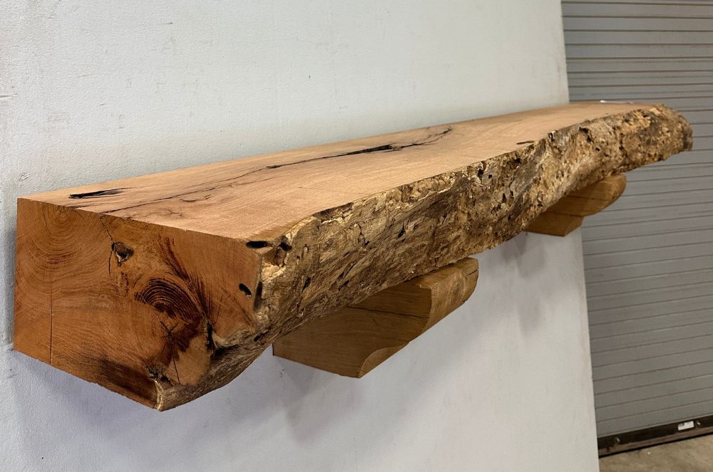 Live Edge Mesquite Fireplace Mantel - Side MEM-028