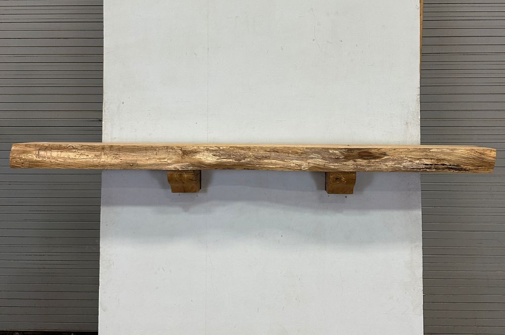 Live Edge Pecan Fireplace Mantel - Front PEM-237