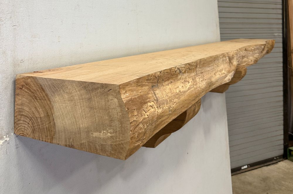 Live Edge Pecan Fireplace Mantel - Side PEM-237